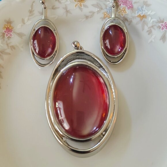 Vtg Chico's Pink Zebra Reversible Pendant for Necklace and Earrings Earrings Set - Picture 6 of 6